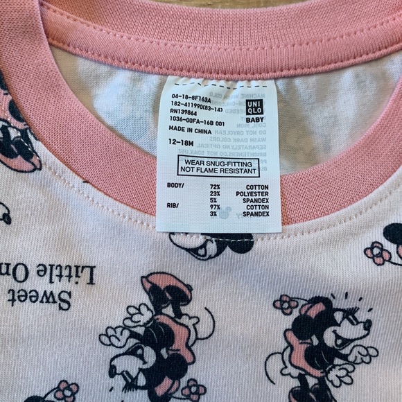 Uniqlo toddler long sleeve Minnie Mouse pajamas - Picture 2 of 5